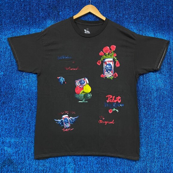 Pabst Blue Ribbon Beer Art Graphic T-Shirt Size Large - Picture 1 of 4